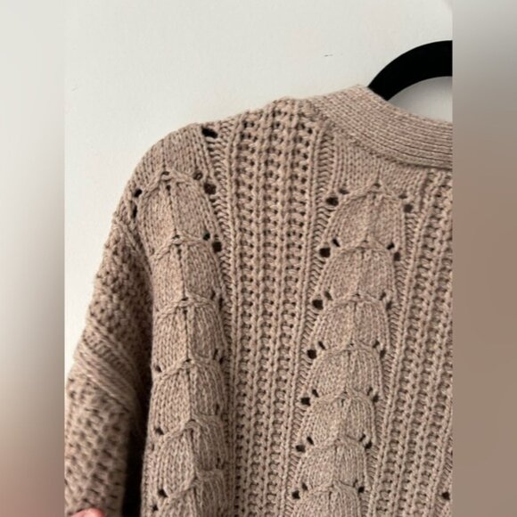 Revolve lacademie Cailean Cable Oversized Cardigan in Taupe - Picture 11 of 13